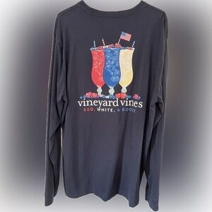 Vineyard Vines Large Navy Graphic Long Sleeve Shirt - Red, White, & Booze
